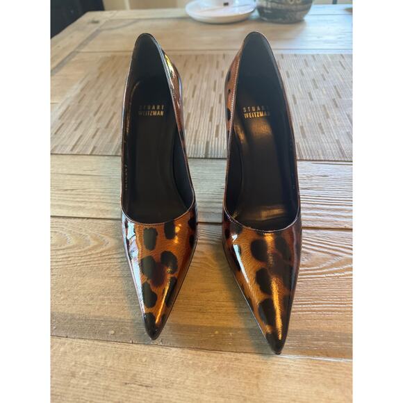 Stuart Weitzman Black Cheetah patten leather pumps - Picture 1 of 6